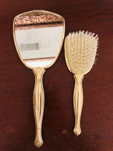 lot 139 image: VINTAGE MIRROR &amp BRUSH