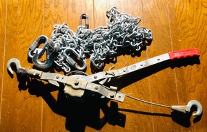 lot 301 image: SEARS COME-A-LONG and 6FT  8FT CHAINS wNEW 516 CAMPBELL HOOK