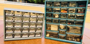 lot 249 image: 25 &amp 27 DRAWER PART BINS INCLUDING CONTENTS