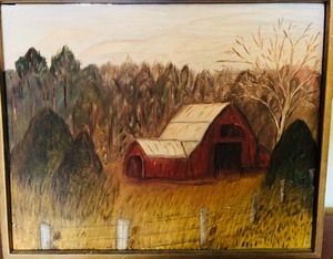 lot 172 image: OLD COUNTRY BARN CANVAS 21x 17