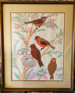 lot 169 image: BIRDS IN TREE PAINTING 25x 21