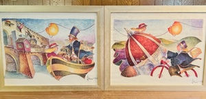 lot 390 image: 2 H&B ADVERTISING CANVAS PAINTINGS SIGNED 15x 12
