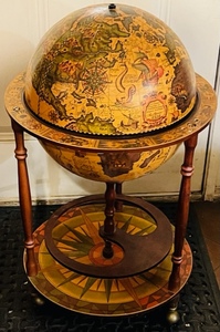 lot 1 image: Unusual and Incredible Globe of the World With a Portuguese Map from 1578 Artwork Inside and Out( Please see all pics)