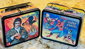 lot 125 image: MARVEL SUPER HEROES &amp THE FALL GUY LUNCH BOXES by ALADDIN