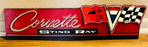 lot 13 image: 21.5x 6 METAL CORVETTE STING RAY SIGN