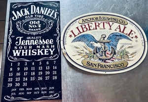 lot 16 image: METAL 16.5x 8.5&nbspJACK DANIELS and 13.5x 10.5 LIBERTY ALE ADVERTISING SIGNS