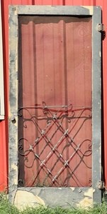 lot 277 image: Antique Old Farmhouse Screen Door wBrass Door Knobs 80.5x36