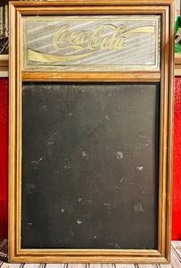 lot 127 image: 31x19.5 Coca-Cola Advertising Mirror and Chalk Board