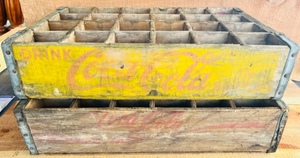 lot 33 image: Two Vintage 24 Bottle Coca-Cola Wooden CaseCrate