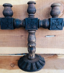 lot 162 image: Two Antique Wooden Candle SconcesCandelabrasHolders