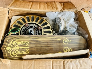 lot 85 image: CEC Newport 52in. Energy Saver Ceiling Fan Model 52-705A Four Blade Antique Brass