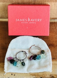 lot 97 image: James Avery Sterling Silver Hoops with Stones Earrings
