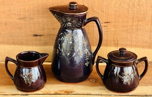 lot 181 image: 3-8 Three Piece Set of Vintage Japanese Made Ceramic Tea Serving Set