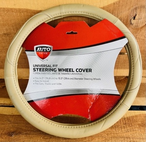 lot 206 image: Auto Drive Universal Fit Steering Wheel Cover- Fits 14.5 to 15.5 Diameter Steering Wheel