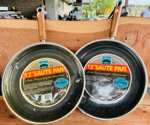 lot 212 image: Two New Mirro 12in. Saut Pans WExtra Heavyweight Aluminum