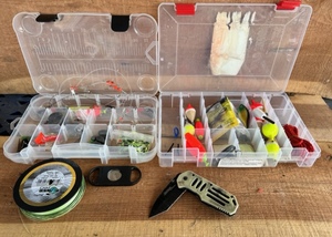 lot 215 image: Two Tackle Kits WTackle Included &amp Imperial Schrade IMP0027 Pocket Knife