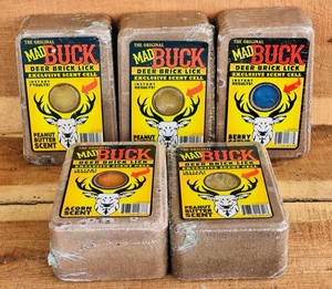 lot 222 image: Lot of 5 Mad Buck Deer Brick Lick- Assorted Scents Which May Vary, Mostly Peanut Butter Scent