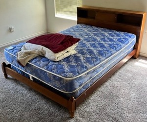 lot 247 image: Vintage Solid Wood Full-Size Bed W Head Board With Shelves