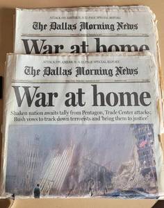 lot 101 image: TWO SEP. 12, 2001 DALLAS MORNING NEWS NESPAPERS (WAR AT HOME - SEP. 11 ATTACKS) AS SHOWN.