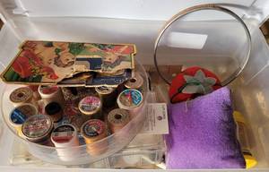 lot 105 image: VINTAGE SEWING NOTIONS AS SHOWN.