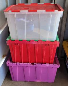 lot 120 image: LOT OF 3 PLASTIC STORAGE CONTAINERS AS SHOWN. (SOLD 3 X THE MONEY)