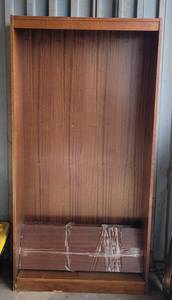 lot 132 image: WOODEN TALL SHELF AS SHOWN.