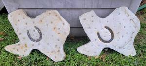 lot 64 image: 2 CONCRETE TEXAS SHAPED STEPPING STONES IN STYLE SHOWN. (SOLD 2 X THE MONEY)