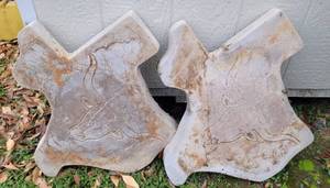 lot 65 image: 2 CONCRETE TEXAS SHAPED STEPPING STONES IN STYLE SHOWN. (SOLD 2 X THE MONEY)