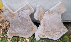 lot 67 image: 2 CONCRETE TEXAS SHAPED STEPPING STONES IN STYLE SHOWN. (SOLD 2 X THE MONEY)