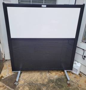 lot 70 image: DOUBLE-SIDED OFFICE BOARD WITH ROLLERS AS SHOWN.
