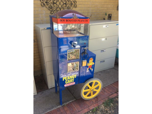 lot 59 image: Vintage Vendor Hot Roasted Peanut Rolling Cart Metal Carnival Fair Concession 65 Tall