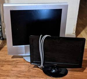 lot 117 image: Two LED TVs no remotes