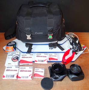 lot 74 image: PROFESSIONAL CAMERA BAG WITH LENSES & ACCESSORIES AS SHOWN