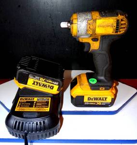 lot 118 image: DEWALT CORDLESS 20V IMPACT WRENCH WITH 2 BATTERIES & CHARGER