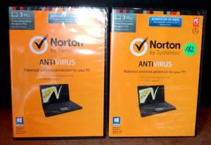 lot 162 image: SEALED LOT OF 2 Norton Antivirus 2013 - 1 User  3 PC