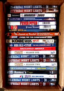 lot 184 image: LARGE LOT OF 21 SPORTS THEMED DVD AND PS GAME - SEVERAL STILL SEALED