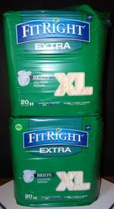 lot 239 image: FIT RIGHT EXTRA INCONSTINCE BRIEFS - SIZE XL - LOT OF 2 PK