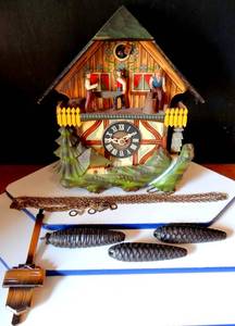 lot 240 image: VERY NICE COOCOO CLOCK WITH WEIGHTS & PENDULUM - UNTESTED