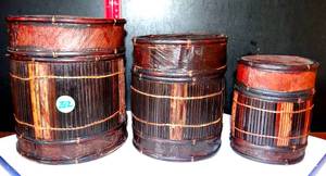 lot 282 image: STACKABLE BAMBOO TRINKET BOXES - 3 SIZES