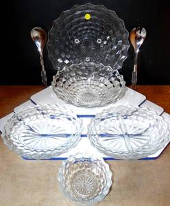 lot 303 image: VINTAGE GLASS SERVING COLLECTION (HUTCH GLASSWARE) AS SHOWN