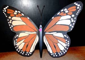 lot 308 image: LARGE WOODEN HAND PAINTED BUTTERFLY - 16