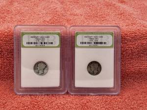 lot 7 image: Mercury Head Dimes-Teens ERA, 1917 - International Numismatic Bureau (2 coins)