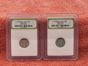 lot 37 image: Mercury Head Dimes-Teens ERA, 1917 and 1918 - International Numismatic Bureau (2 coins)