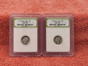 lot 66 image: Mercury Head Dimes-Teens ERA, 1917 and 1918 - International Numismatic Bureau (2 coins)
