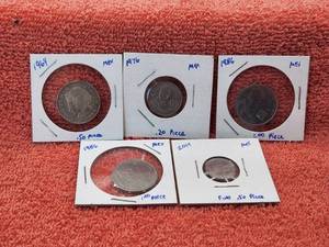 lot 61 image: Selection of 5 Mexican coins