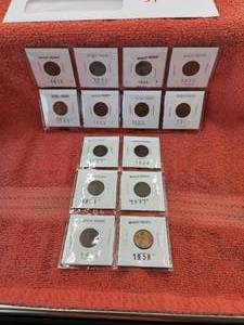 lot 39 image: Selection of 14 Wheat Pennies - 1918-1958