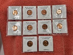 lot 73 image: Selection of 20 Brilliant Uncirculated Old Lincoln Cents - 1956-1981