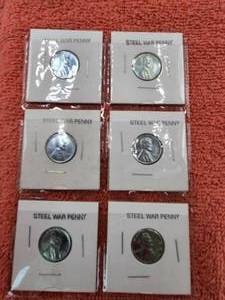 lot 90 image: Selection of 6 1943 Steel Pennies