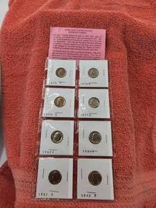 lot 135 image: Selection of 8 uncirculated Roosevelt Dimes - 1975-1990