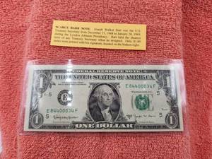 lot 124 image: Scarce Barr $1 dollar Bill